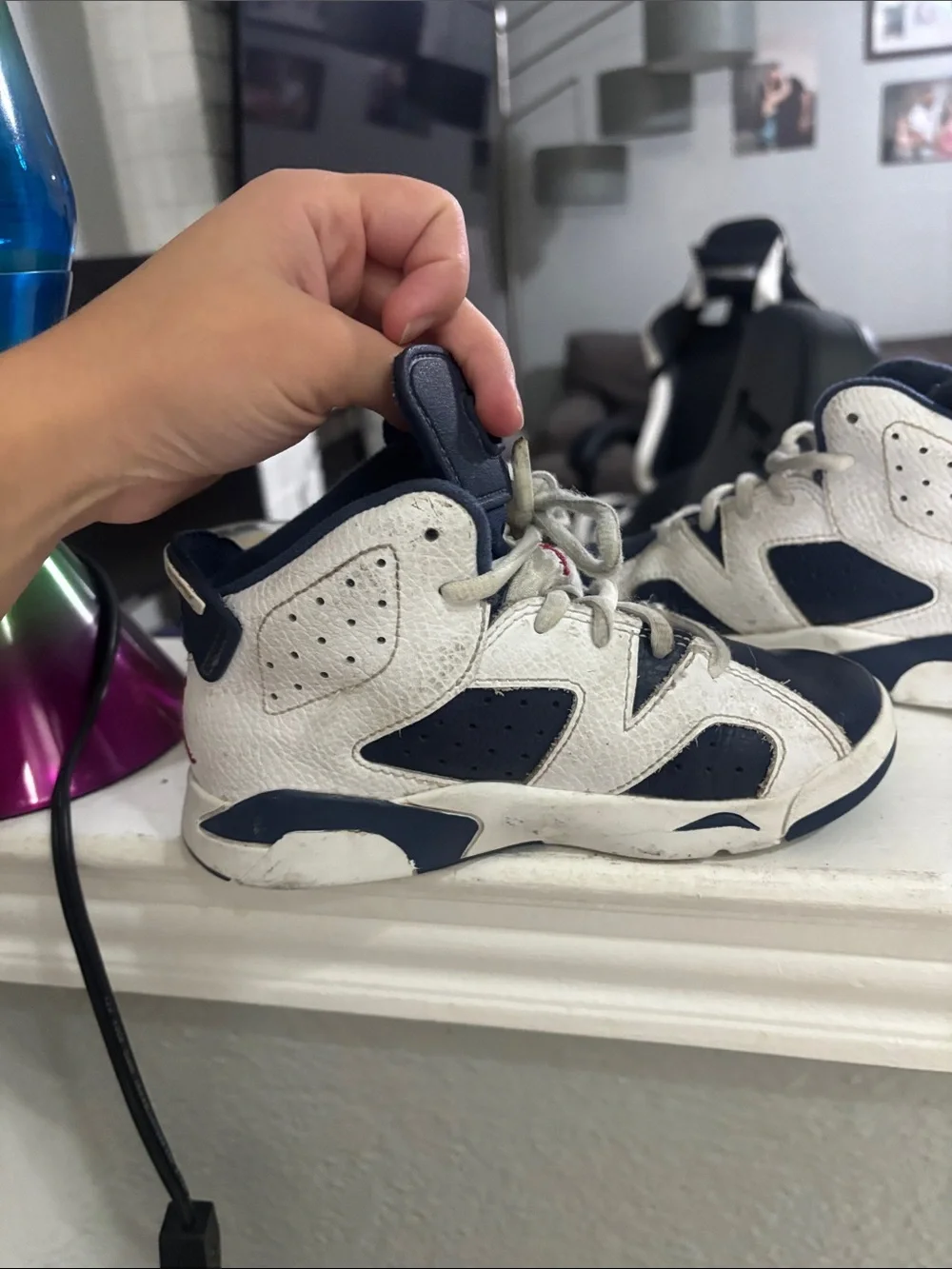 Jordan Kids Navy and White Retro Sneakers